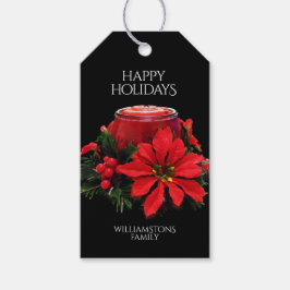 Weihnachtsfest Holly Poinsettias Geschenkanhänger