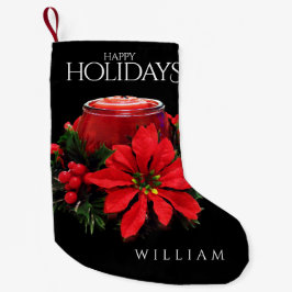 Weihnachtsfest Holly Poinsettias Kleiner Weihnachtsstrumpf