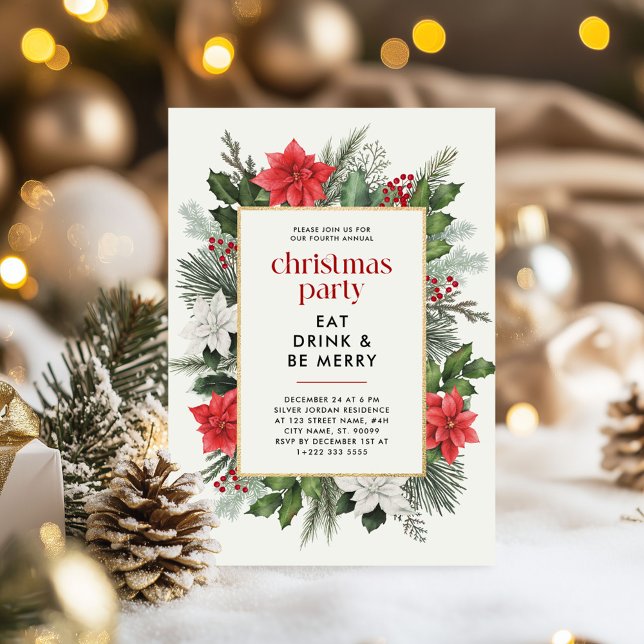 Weihnachtsfest im Blumenrahmen - Weihnachten Party Einladung (Von Creator hochgeladen)