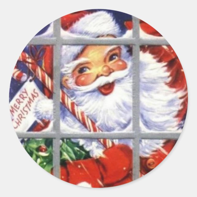 Weihnachtsfest im Fenster Runder Aufkleber (Vorderseite)