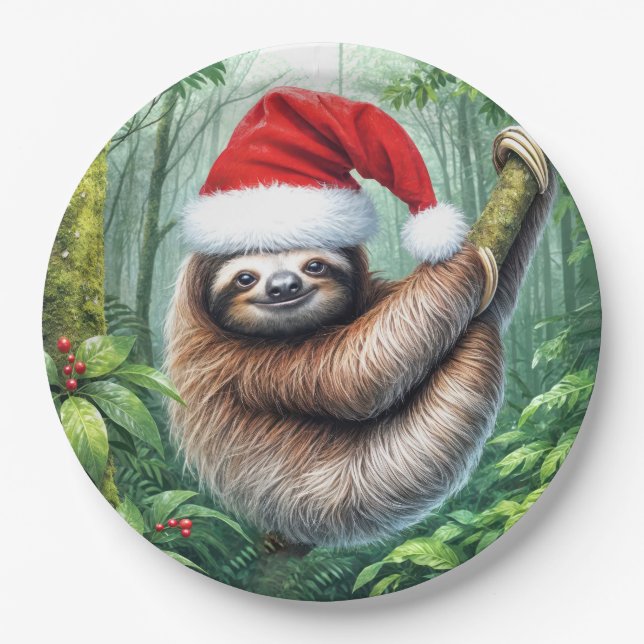 Weihnachtsfest im Regenwald Pappteller (Vorderseite)