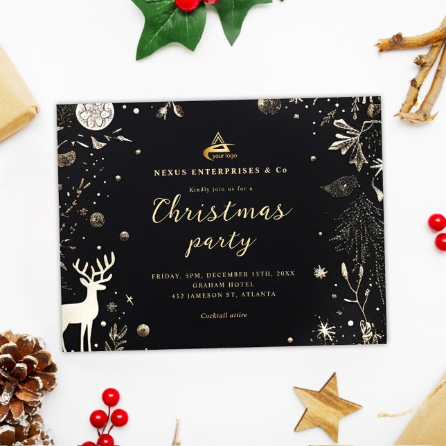 Weihnachtsfest im Unternehmen Elegante Business Pa Einladungspostkarte (Corporate Christmas Party Elegant Business Holiday Invitation Postcard)