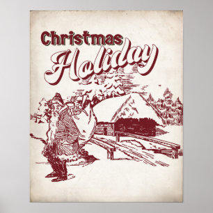 Weihnachtsfest im Vintage-Stil  Poster