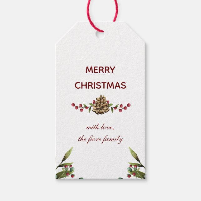 Weihnachtsfest im Wasserfarben Geschenkanhänger (Vorderseite)