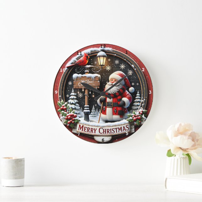 Weihnachtsfest im Winter Begrüßungsfest des Weihna Große Wanduhr (Zuhause)