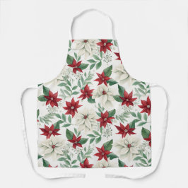 Weihnachtsfest in Poinsettia - Schürze Rot & Weiß