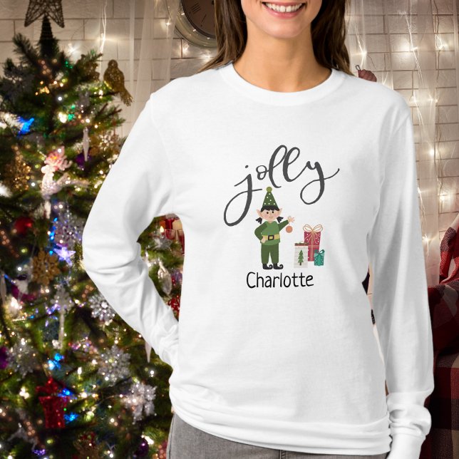 Weihnachtsfest Jolly Elf Name Ladys T - Shirt (Christmas Festive Jolly Elf Name Ladies T-Shirt)