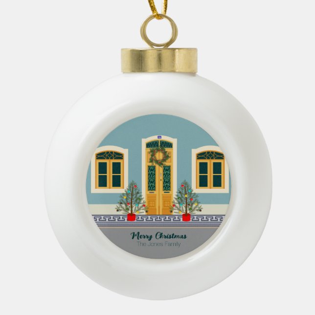 Weihnachtsfest Keramik Kugel-Ornament (Vorderseite)