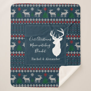 Weihnachtsfest-Knittermuster Personalisiert Sherpadecke
