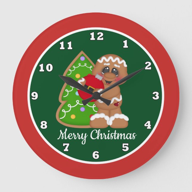Weihnachtsfest-Lebkuchen-Dekorationsuhr Große Wanduhr (Vorderseite)
