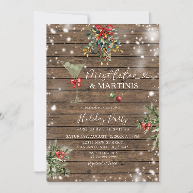Weihnachtsfest Mistletoe & Martini Brautparty Einladung (Vorderseite)