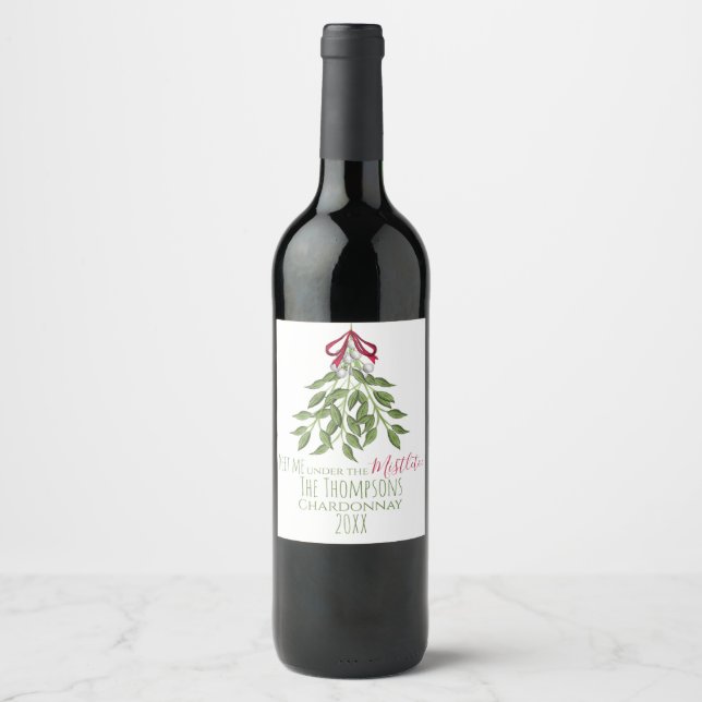 Weihnachtsfest Mistletoe Niedlich Whimsical Fun Weinetikett (Vorderseite)