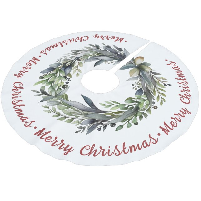 Weihnachtsfest mit Grün Urlaub Brushed Polyester Weihnachtsbaumdecke (Schrägansicht)