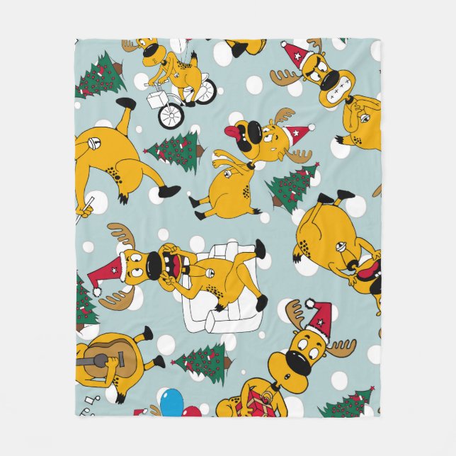 Weihnachtsfest mit Hirschen: Weihnachtliches Muste Fleecedecke (Vorderseite)