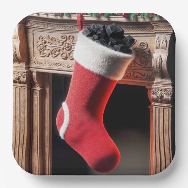 Weihnachtsfest mit Kohle gefüllt Pappteller (Vorderseite)