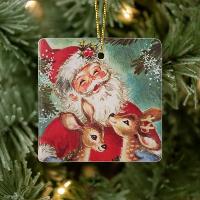 Weihnachtsfest mit Rentier Keramikornament (Baum)