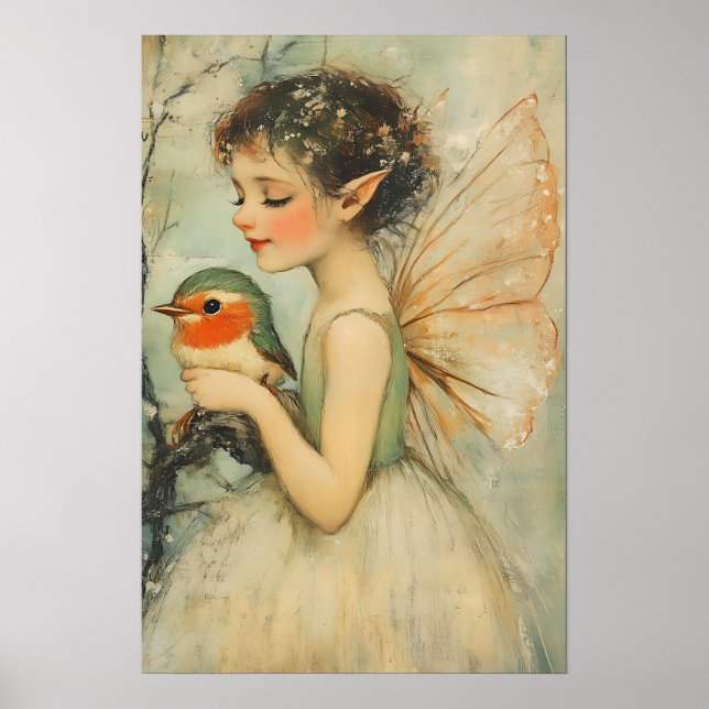 Weihnachtsfest mit Robin Whimsical Poster (Vorne)