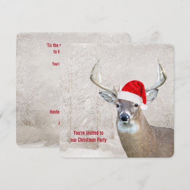Weihnachtsfest mit Weihnachtsmannmütze Party Einladung (Vorne/Hinten)
