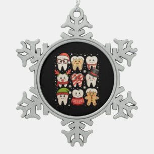 Weihnachtsfest Niedlich Zähne Zahnärztliche Weihna Schneeflocken Zinn-Ornament