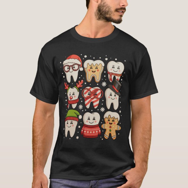 Weihnachtsfest Niedlich Zähne Zahnärztliche Weihna T-Shirt (Vorderseite)