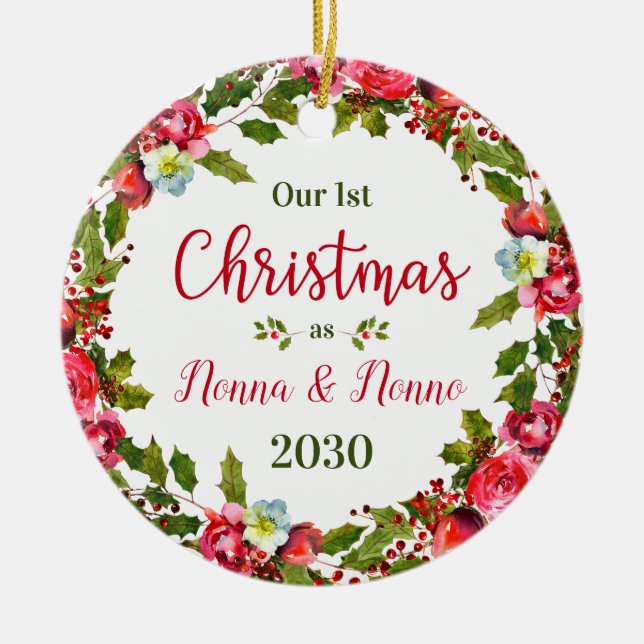 Weihnachtsfest Nonna Nonno Foto Keramik Ornament (Vorne)
