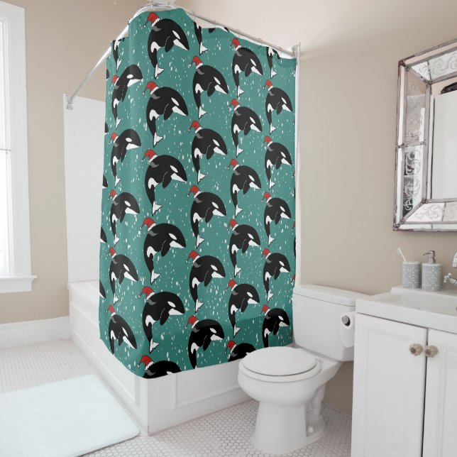 Weihnachtsfest Orca Killer Whale Duschvorhang (Beispiel)