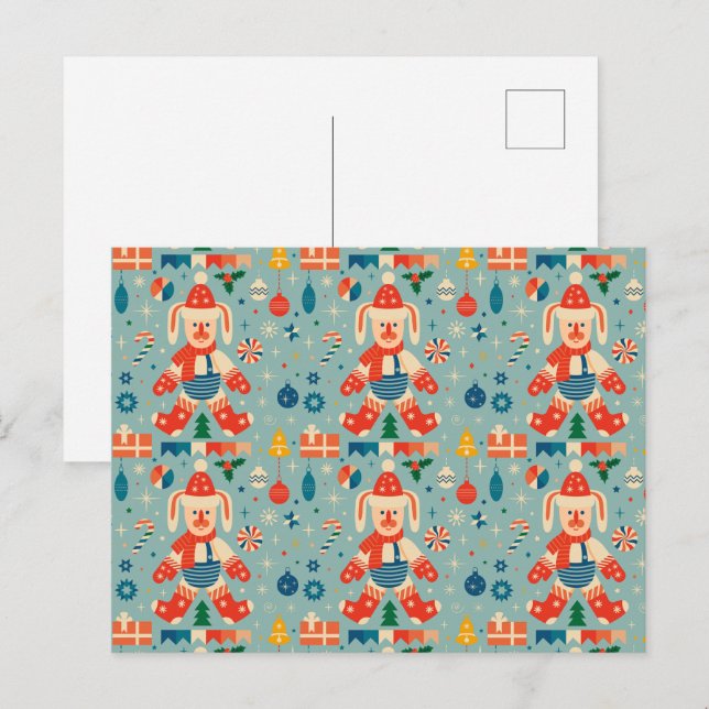 Weihnachtsfest, Ornamente und Candy Cane Postkarte (Vorne/Hinten)