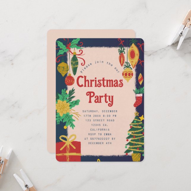 Weihnachtsfest-Party Einladung (Vorderseite/Rückseite Beispiel)