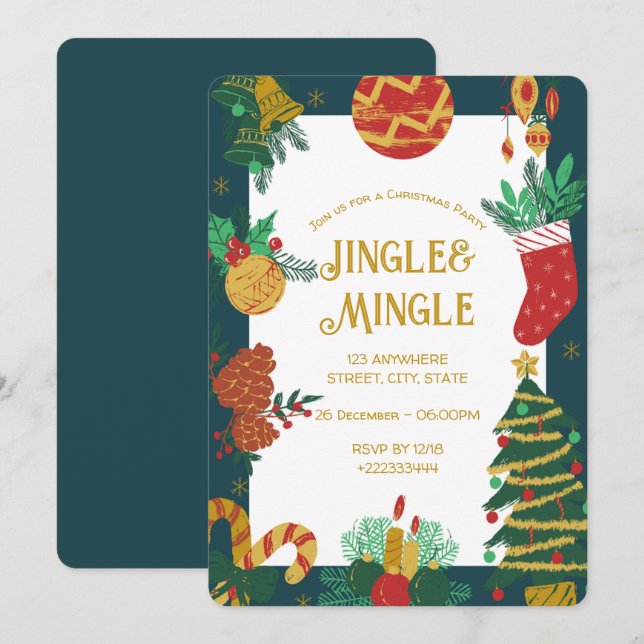 Weihnachtsfest-Party Einladung (Vorne/Hinten)