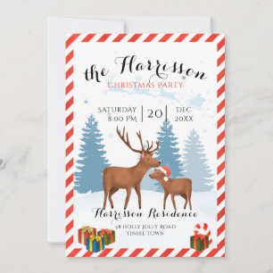 Weihnachtsfest Party mit Rentieren einladen Einladung