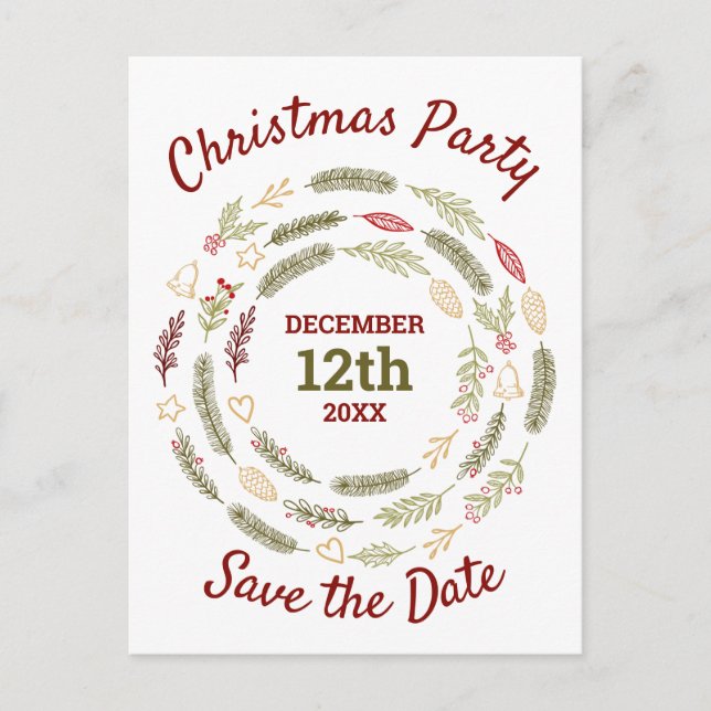 Weihnachtsfest Party Rustikale Pinienwälder Ankündigungspostkarte (Vorderseite)