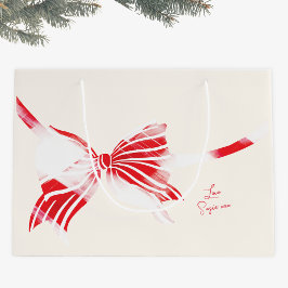 Weihnachtsfest Pfefferminz Kariert getickt mit Bow Große Geschenktüte