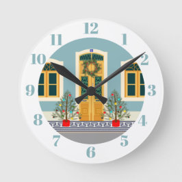 Weihnachtsfest Portugiesisches Haus Runde Wanduhr
