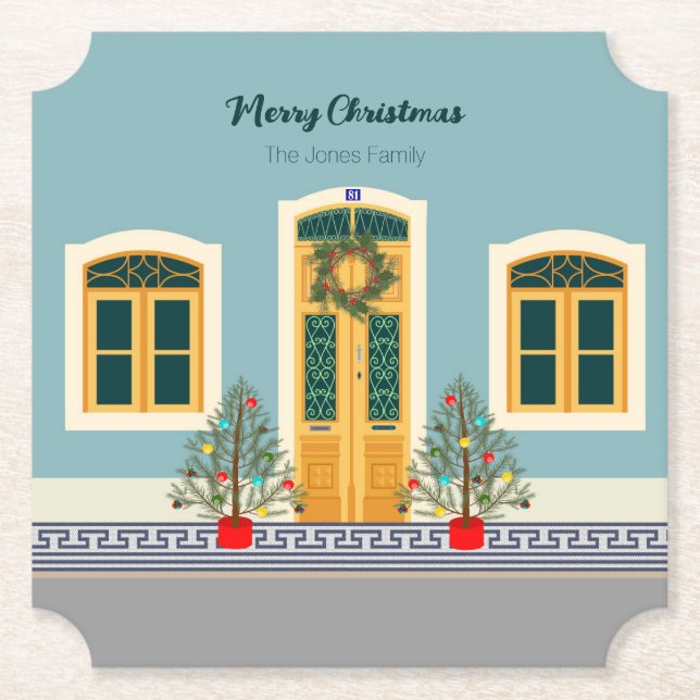 Weihnachtsfest Portugiesisches Haus Untersetzer (Vorderseite)