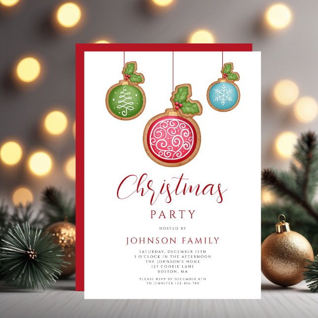 Weihnachtsfest Red Baubles Weihnachtsfest Party Einladung (Festive Red Baubles Christmas Party Invitation)