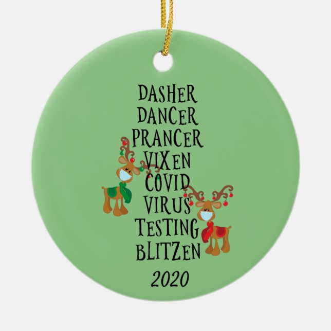 Weihnachtsfest Reindeer Namen Covid 2020 Keramik Ornament (Vorne)