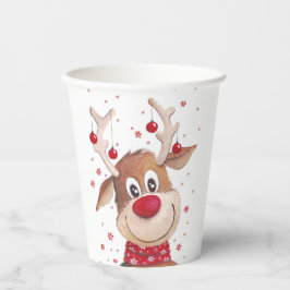 Weihnachtsfest Rentier Rote Ornamente Pappbecher