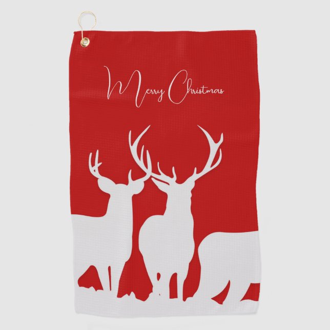 Weihnachtsfest Rentierfest Klassisch Rot Golfhandtuch (Vorderseite)