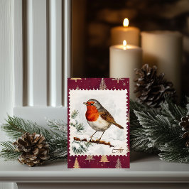 Weihnachtsfest Robin Postage Briefmarke Karte