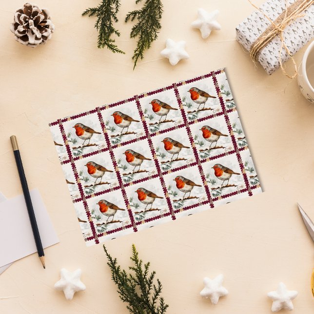 Weihnachtsfest Robin Postage Briefmarke Seidenpapier (Von Creator hochgeladen)