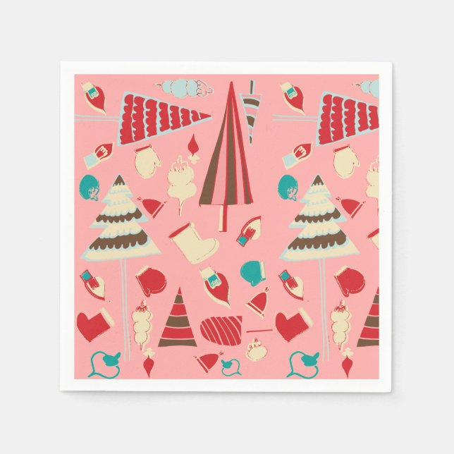 Weihnachtsfest Rosa Serviette (Vorderseite)