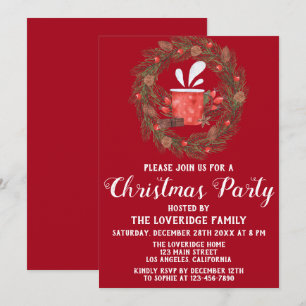Weihnachtsfest Rot & Grün Weihnachtsfeiertag Party Einladung