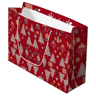 Weihnachtsfest Rot & Weiß Große Geschenktasche Geschenktüte