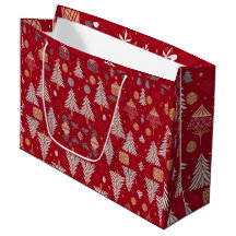Weihnachtsfest Rot & Weiß Große Geschenktasche