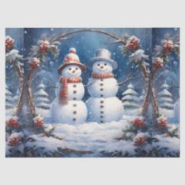 Weihnachtsfest Snowman Couple Decoupage Seidenpapier