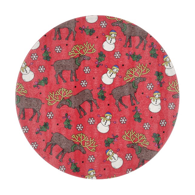Weihnachtsfest: Snowman Pattern Schneidebrett (Vorderseite)