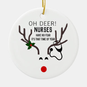 Weihnachtsfest-Stethoskop-Rentier Keramik Ornament