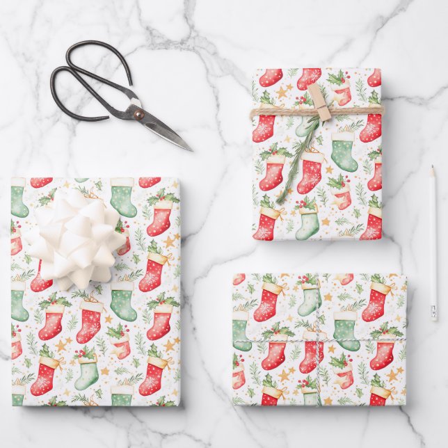 Weihnachtsfest-Strümpfe Geschenkpapier Set (Vorderseite)