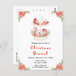 Weihnachtsfest Tee Party Rot Postkarte