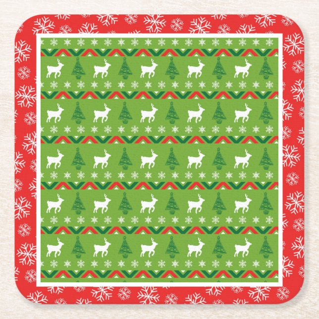 Weihnachtsfest und Schneeflocken Rechteckiger Pappuntersetzer (Vorderseite)